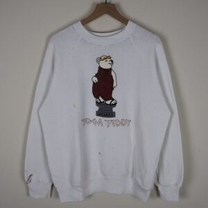 Vintage Caesars Toga Teddy Puff Print Sweatshirt Distressed‎ White XL 23.5x27